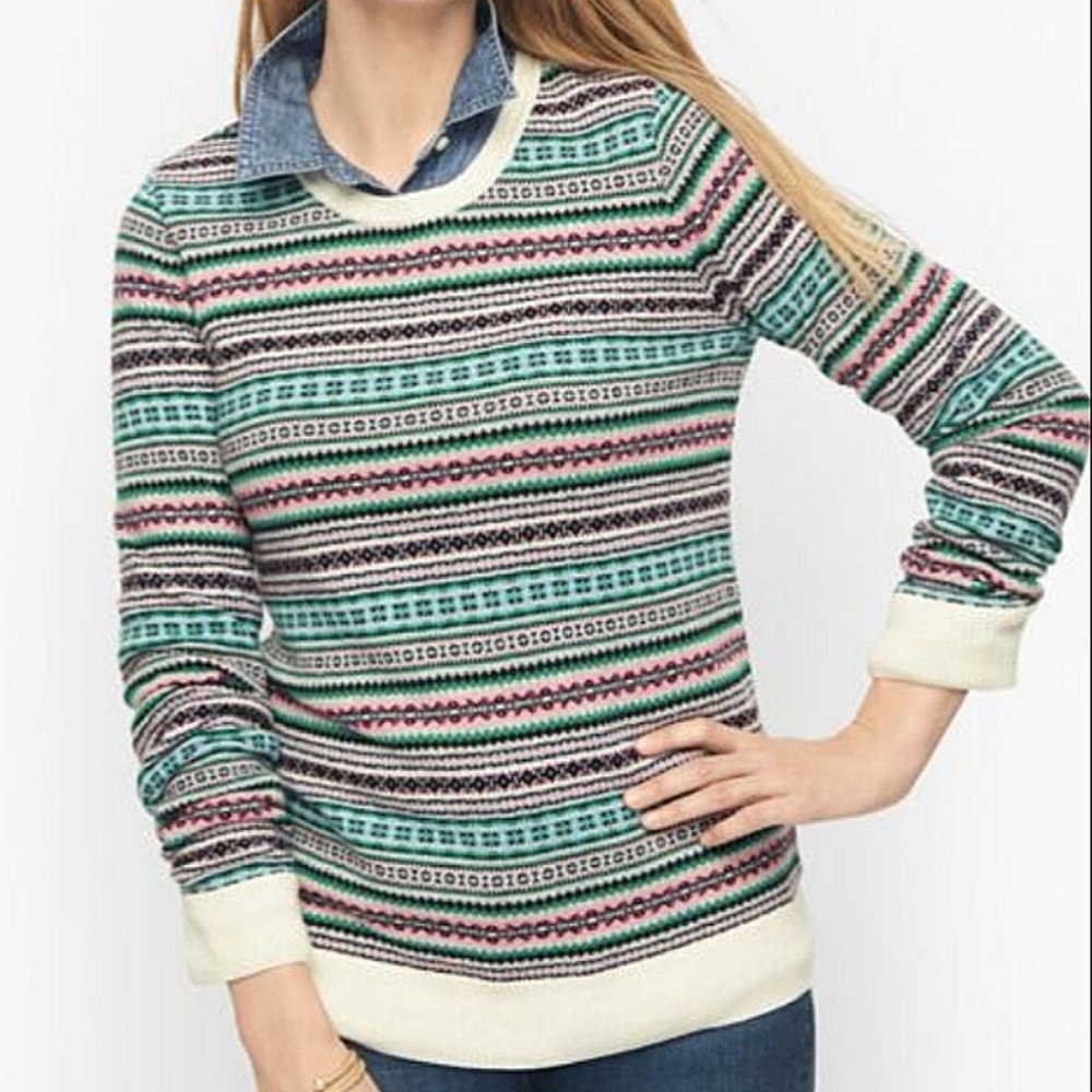 Talbots Fair Isle Nordic Wool Blend Sweater, size  XL